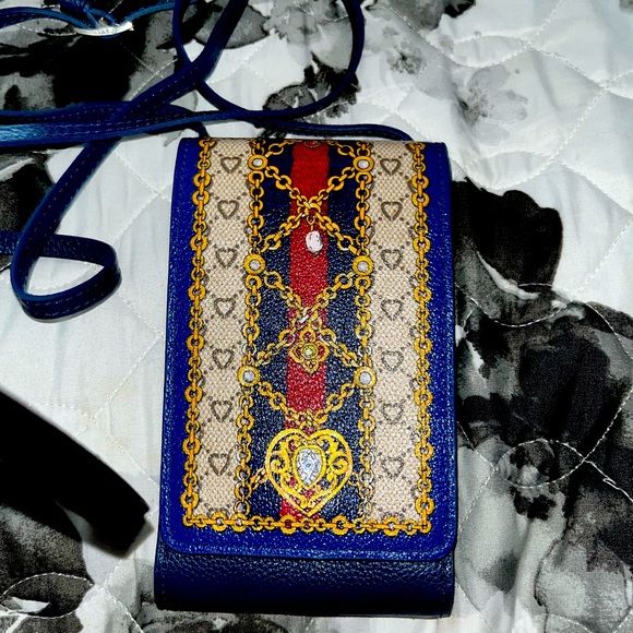 Brighton Blue and Gold Crossbody Bag - Picture 1 of 3